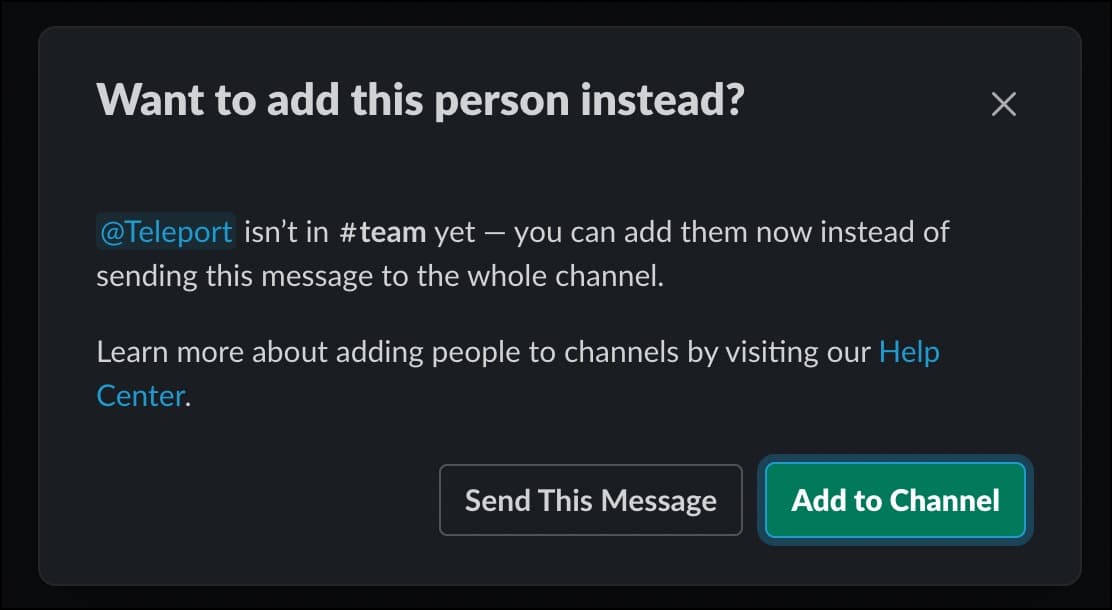 slack add to channel