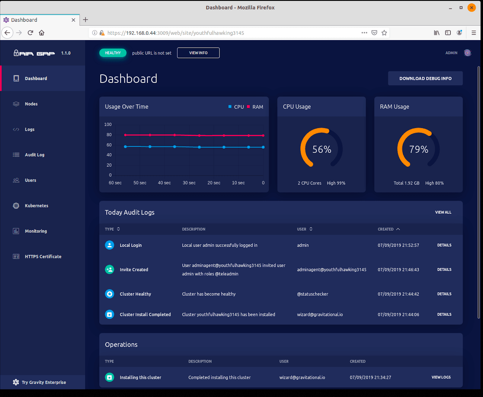 air gap dashboard