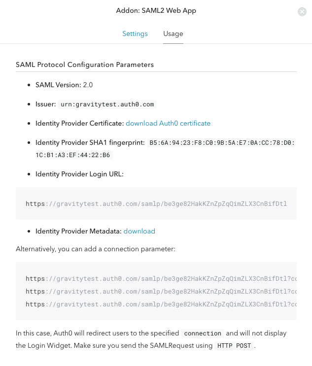 auth0 saml usage