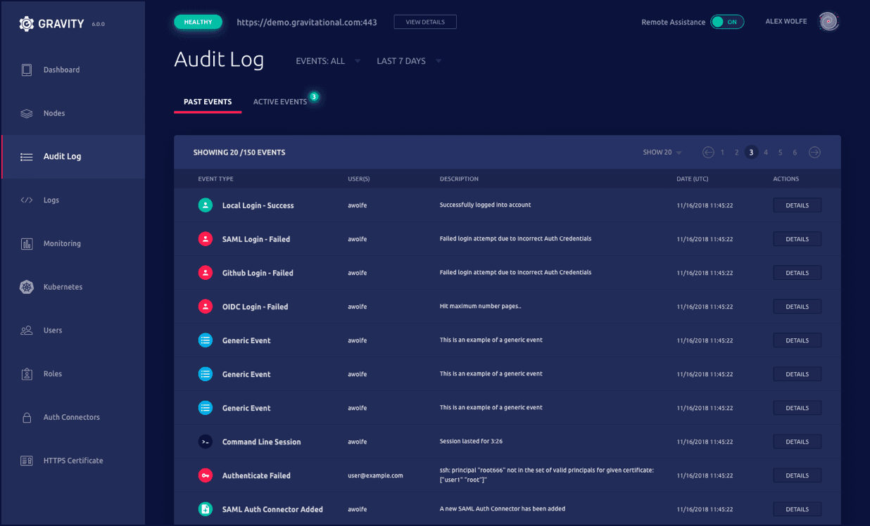 Gravity Audit Log