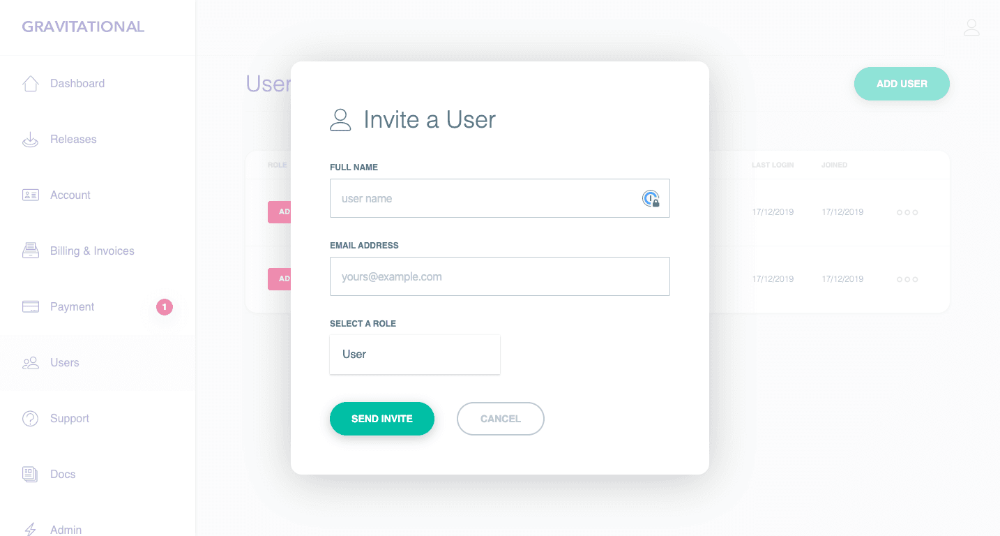 Inviting team members via the Teleport Dashboard