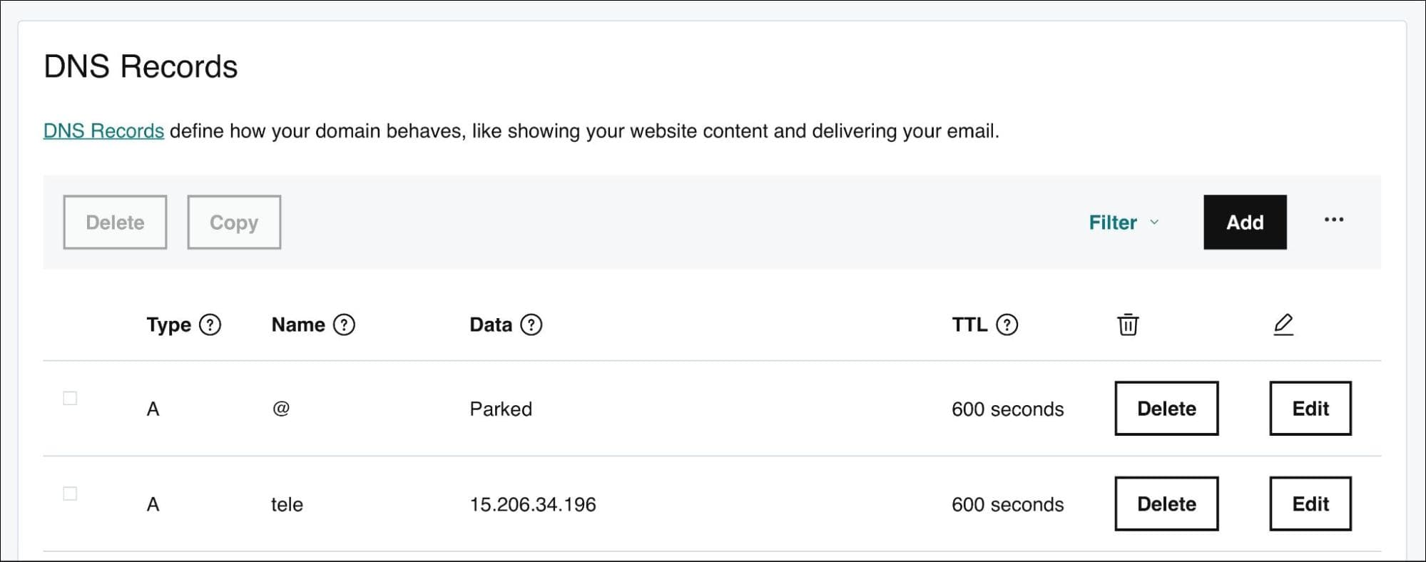 DNS record