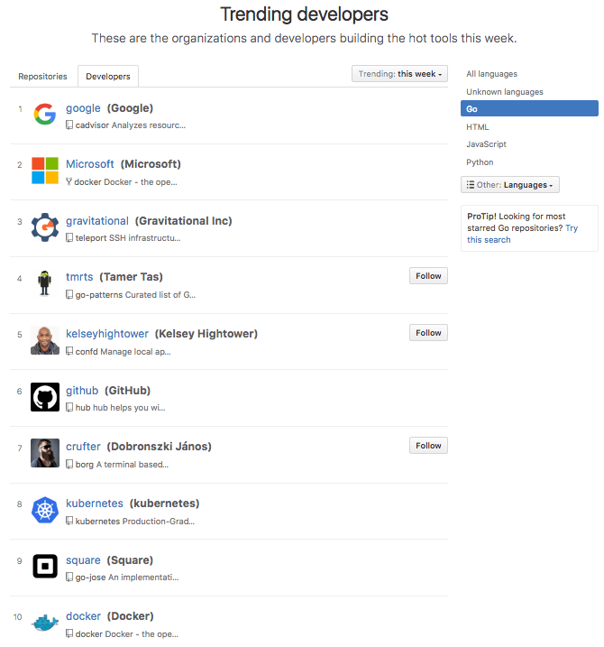 github trending