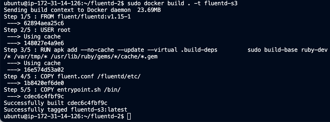 docker build output