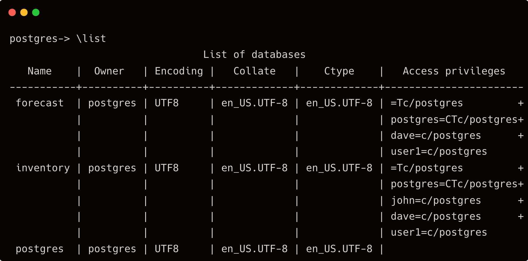 postgres list