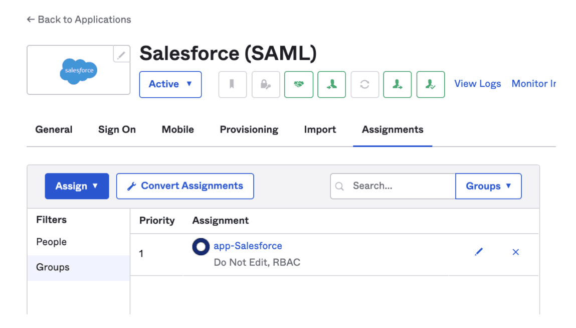 Assign each permission group