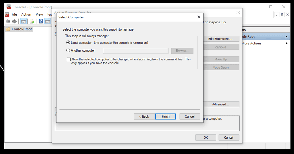 Selecting Local computer from the given options