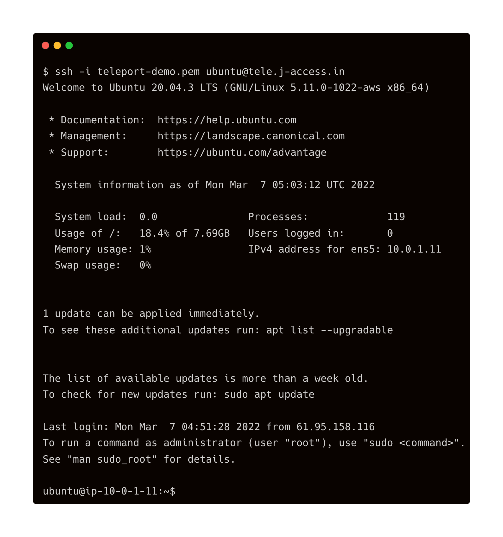 Verify instance with ssh