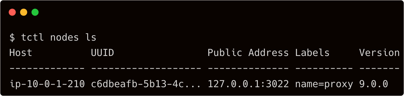 tctl node ls