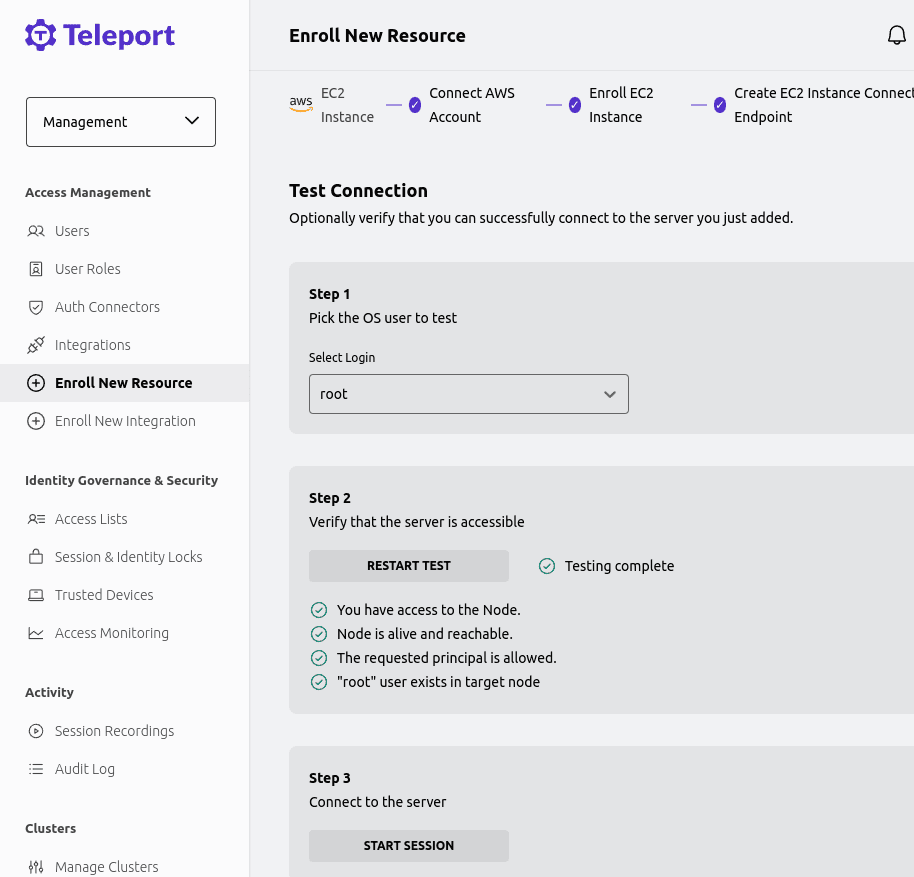 test ssh connection